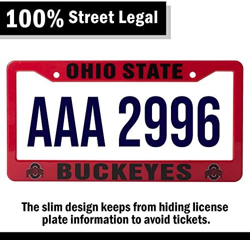 EliteAuto3K Ohio State Buckeyes Plaka Çerçevesi Kapağı-Kırmızı ve Siyah-12.25” x 6.25 - Sporseverler ve Destekçiler için İdeal