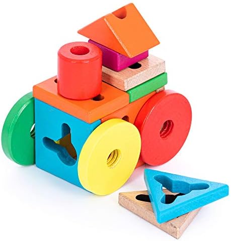 TOTJOY Montessori Oyuncaklar 2 Yaşındakiler ıçin 18 Ay + Toddlers Meşgul Kurulu Geometrik Eğitim Şekiller Sıralayıcısı Istifleyici