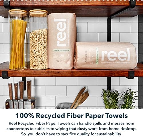 Reel Premium Geri Dönüşümlü Kağıt Havlular - 12 Rulo, 2 Katlı Ağaçsız, %100 Geri Dönüştürülmüş Kağıttan Üretilmiştir-Çevre