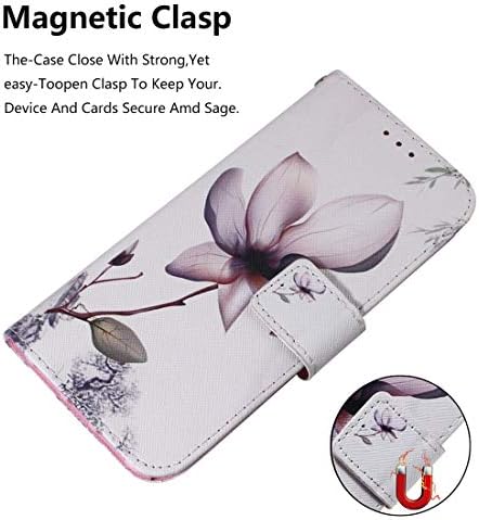 Cep Telefonu Kılıfı Manolya Çiçek Desen Renkli Çizim Yatay Çevir Kılıf Motorola Moto G7 / Moto G7 Artı, Tutucu ve Kart Yuvaları
