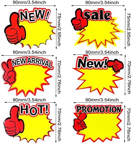 Honbay 150 ADET Starburst Satış Kağıt Işaretleri Burcu Kartları Burst Kağıt Işaretleri Perakende Satış Etiketleri Perakende