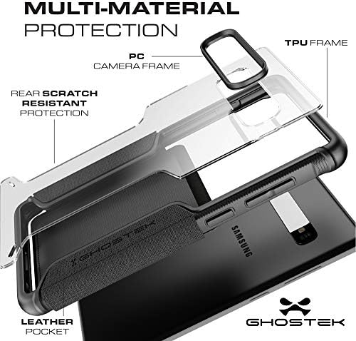 Ghostek Exec Flip Folio Cüzdan Galaxy S10 Kılıf ile Deri Kredi kart tutucu ve Temizle Geri Kablosuz Şarj Uyumluluğu için Telefon