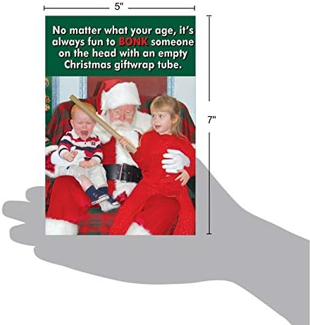 NobleWorks-Mizahi Merry Christmas Kartı ile Zarf (4. 63x6. 75 İnç) - Noel Tebrik Kartı Tatil Kırtasiye Not Kartı-Giftwrap Tüp