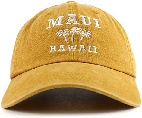 Palmiye Ağacı İşlemeli Yapılandırılmamış Beyzbol Şapkası ile Trendy Giyim Mağazası Maui Hawaii