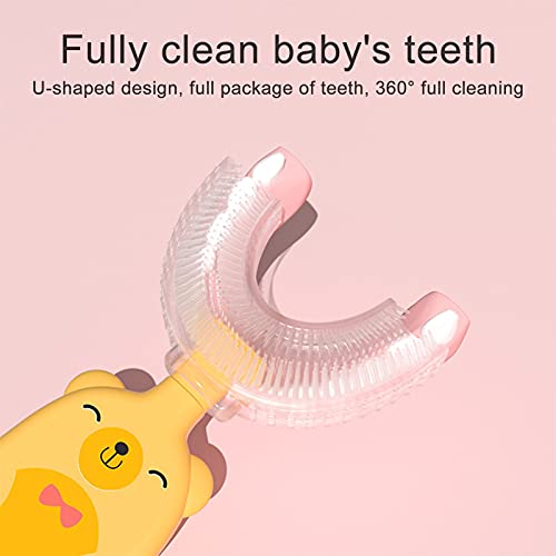 Elektrikli Diş Fırçası ile U-Şekilli Diş Fırçası, Beyazlatma Masaj Diş Fırçası, Toddler Diş Fırçası Karikatür Kolu 360 Derece