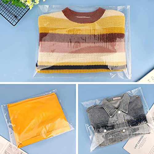 ENPOİNT Plastik Giyim Poli Çanta, 50 Adet 14x16 İnç Şeffaf Poli Plastik Ambalaj Poşetleri T Shirt İş Nakliye için, Fermuar