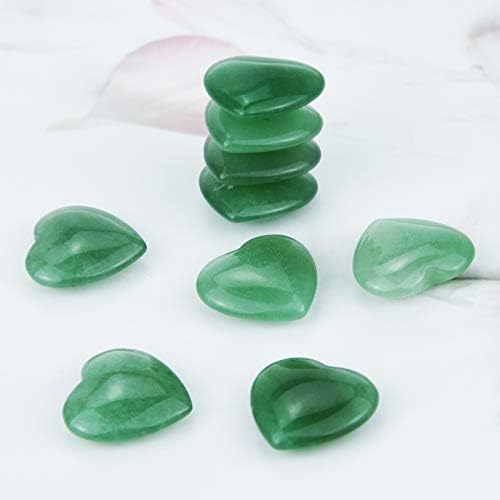 Marrywindix 15 Packs 0.8 İnç Şifa Kristal Doğal Yeşil Aventurin Kalp Aşk Oyma Palm Endişe Taş Çakra Reiki Dengeleme