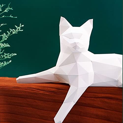 WLL-DP Leisurely Kedi 3D Kağıt Oyuncak kendi başına yap kağıdı Modeli Kağıt Heykel El Yapımı Oyun Kağıt Zanaat Geometrik Ev