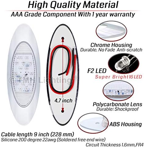 TMH [2 paketi] 6.5 İnç şeffaf Lens Amber LED w / Krom konut çamurluk ışaretleyici kabin paneli ışıkları darbeye dayanıklı 16
