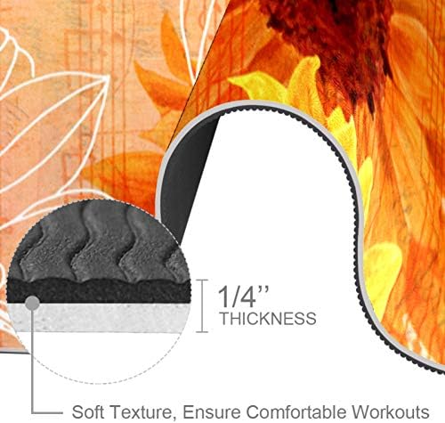 Unicey Ayçiçeği Çiçek Yoga Mat Kalın Kaymaz Yoga Paspaslar için Kadın ve Kız egzersiz matı Yumuşak Pilates Paspaslar, (72x24