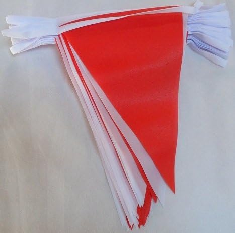 20 Metre 54 (11.75 x 7.5) Üçgen Üçgen Bayrak Kırmızı & Beyaz 100 % Polyester Malzeme Bunting Sokak Ev Barlar Kulüpleri Okullar
