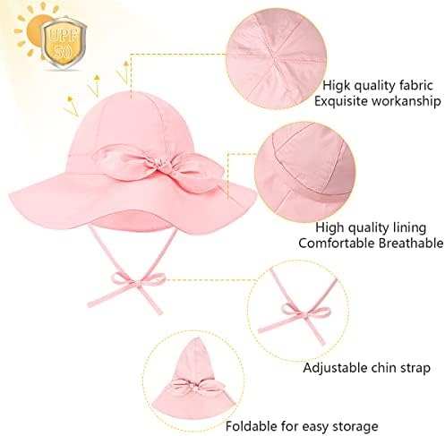 DANMY Bebek Kız Geniş Ağız Kova Şapka ile UPF 50 + Açık Ayarlanabilir plaj şapkası ile güneş şapkası