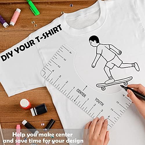 4 Adet Dikiş Cetveller için T - Shirt-Karışık 4 Ölçüm Aralığı Şeffaf Cetveller Set Giyim Temizle Cetvel Topper Kılavuzu Hizalama