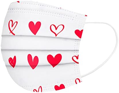 Yetişkinler için Sevgililer Günü Tek Kullanımlık Yüz Maskesi, Burun Teli Kalpleri Baskılı Tasarım Tatili ile 3 Katlı Nefes