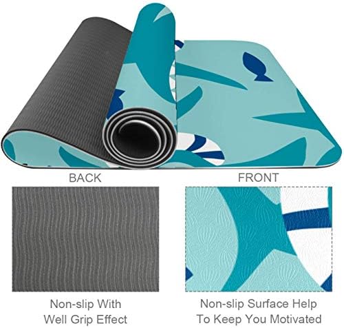 Unicey Serin Mavi Köpekbalığı ile Siyah Güneş Gözlüğü Yoga Mat Kalın Kaymaz Yoga Paspaslar için Kadın ve Kız egzersiz matı