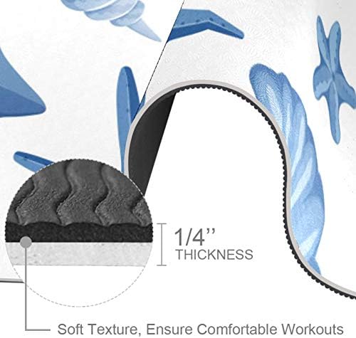 Unicey Mavi Deniz Kabukları Kabuklu Desen Yoga Mat Kalın Kaymaz Yoga Paspaslar Kadınlar ve Kızlar için egzersiz matı Yumuşak