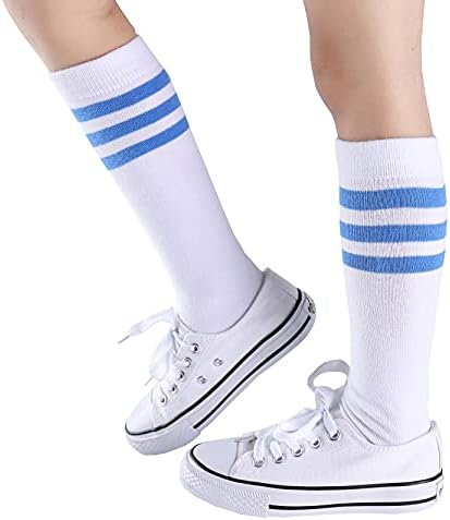 Henwarry Çocuklar Yürümeye Başlayan futbol çorapları Klasik Çizgili Pamuk Yumuşak Buzağı Tüp Çorap Erkek Kız