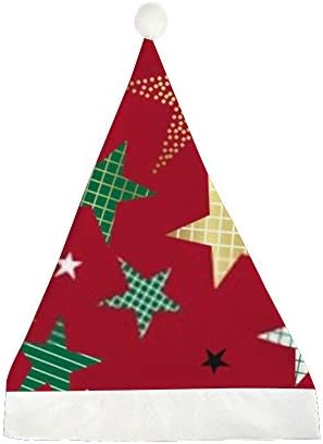 GORYJ Noel Şapka Kısa Peluş Yıldız Dekorasyon Arka Plan Yumuşak Rahat Santa Şapka Tatil Parti Elbise için Uygun 22.8x15. 7