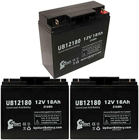 3 Paket Değiştirme için APC RBC7 Pil - Yedek UB12180 Evrensel Mühürlü Kurşun asit Batarya (12 V, 18Ah, 18000 mAh, T4 Terminali,