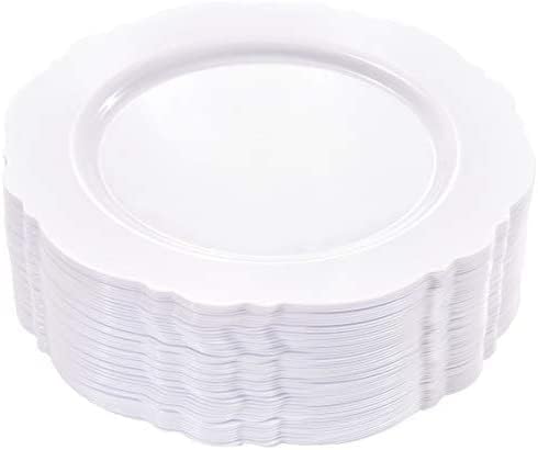WDF 180 Adet Gümüş Plastik Gümüş-60 adet Beyaz Plastik Tabaklar