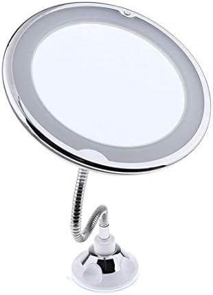 EKDSPW Esnek Gooseneck 10 10 X Büyüteçli LED Işıklı Makyaj Aynası, Güçlü Vantuzlu Banyo makyaj aynası, 360 Derece Dönebilen,