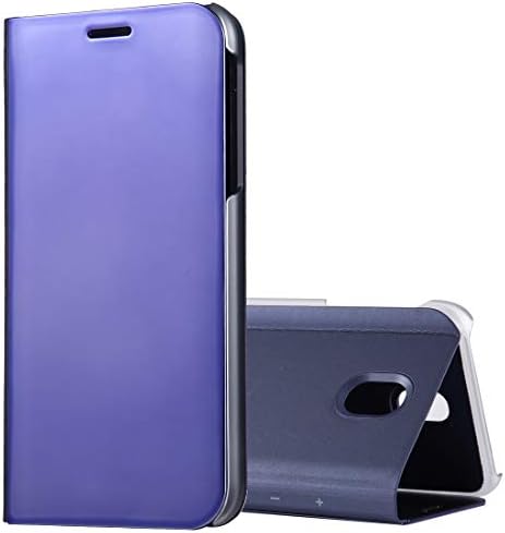 Cep Telefonu Kılıfı Çanta için Galaxy J3 (2017) (AB Versiyonu) Galvanik Ayna Yatay Çevir Deri Kılıf Tutucu ile (Siyah) Arka