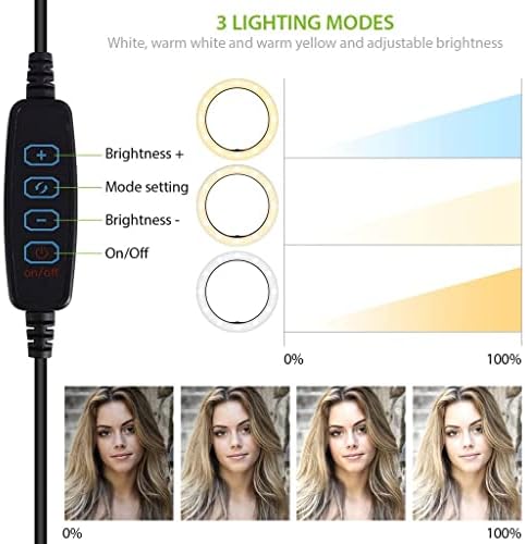 Parlak Selfie Halkası Üç Renkli Işık, Canlı Yayın/Makyaj/YouTube/TikTok/Video/Çekim için Uzaktan Kumandalı Zen Mobile Ultrafone