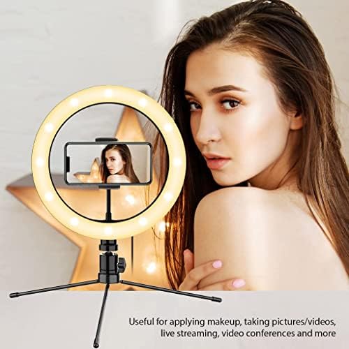 Parlak Selfie Halkası Üç Renkli ışık, Canlı Yayın/Makyaj/YouTube/TikTok/Video/Çekim için Uzaktan Kumandayla 10 İnç LTE Olabilir