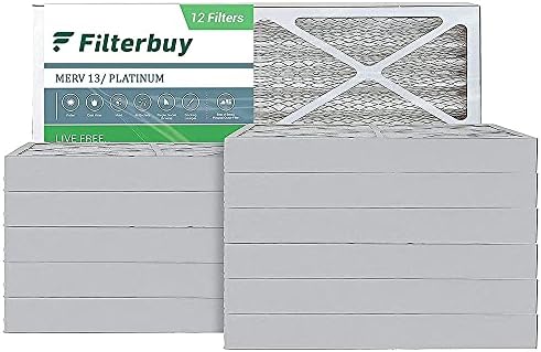 Filterbuy 16x25x4 Hava Filtresi MERV 13, Pileli HVAC AC Fırın Filtreleri (12'li Paket, Platin)