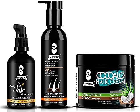 pexal Muuchstac Bitkisel Saç Bakım Seti-Saç Büyüme Yağı (100ml), Dahili Saç Kremi içeren Bitkisel Şampuan (200ml), Cocoalo