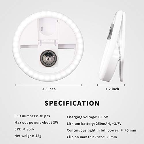 0.63 X geniş açı Lens, 5X Makro taşınabilir özçekim güzellik LED halka ışık 3 in 1 USB şarj edilebilir klip-on özçekim dolgu