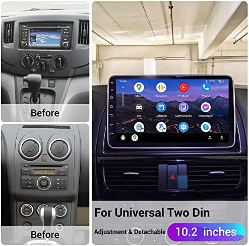 Roadanvi (8 GB+128 GB) Kablosuz Carplay Çift Din Araba Stereo Radyo Andorid Otomatik Kafa Ünitesi Bluetooth 10.2 İnç Dokunmatik
