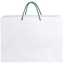 Kağıt Torbalar 100 Beyaz Alışveriş Lacivert Halat Kolları 16 x 6 x 12 ½ Premium, Alışveriş Çantaları, Kraft Çantalar ve Hediyelik
