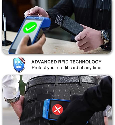 Aıuwo Erkek Ince cüzdan ıle Para Klip RFID Engelleme Kredi kart tutucu Minimalist akıllı cüzdan Erkekler ıçin Hediye Kutusu