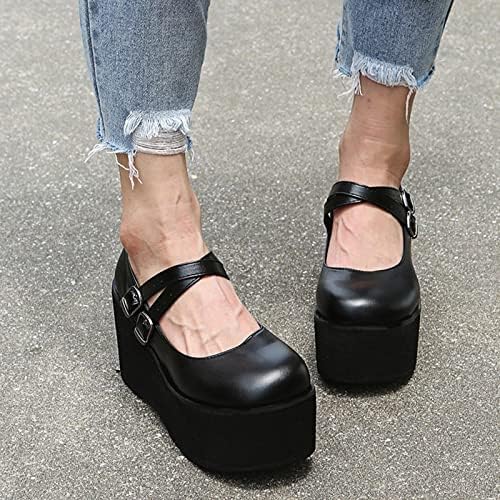 Kadınlar için rahat Sandalet, Klasik Kalın Taban Slip-on Platform Loafer'lar Moda Punk Casual Mary Jane Ayakkabı