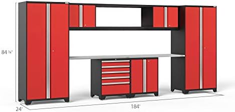 NewAge Products Pro Serisi Kırmızı 9 Parçalı Set, Garaj Dolapları, 55972