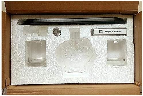 BBCVTREQALead-ücretsiz kristal sürahi Orta Parmak Yenilik Viski Sürahi, 2 Bardak Içme Gözlük, Ve Ahşap Taban,1000 Ml Likör
