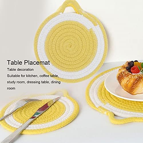 Masa Placemat, ısı-Placemat yalıtım pamuk halat Coaster kaymaz Coaster Placemat asılı yer paspaslar için mutfak masa (sarı