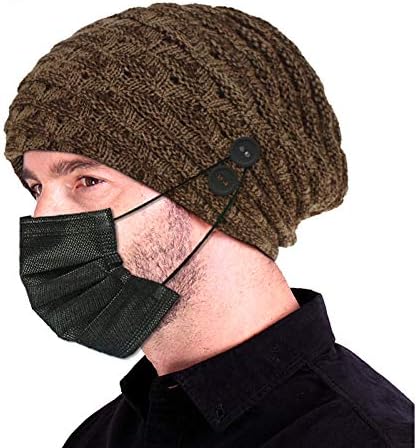 CHUANGLİ Kış Bere Örme Şapka tutmak için Düğmeler ile Yüz Maskesi, sıcak Rahat Kafatası Kap Şapka Kadın Erkek için