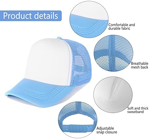 5 Paket Unisex Süblimasyon Örgü beyzbol şapkası Ayarlanabilir Düz Boş beyzbol şapkası Renkli DIY kamyon Şoförü Baba güneş şapkası