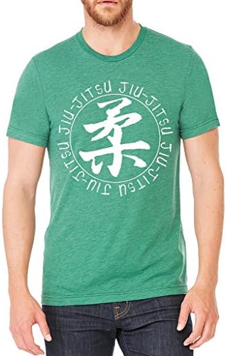 Erkek Japon Jiu Jitsu daire yeşil Tri karışımı T-Shirt C2