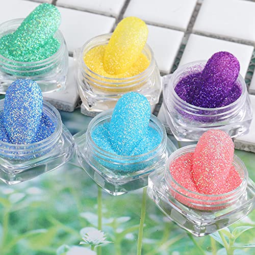 6 Kutuları Tırnak Glitter Set Holografik Nail Art Glitters Tozlar Tatlı Şeker Renk Nail Art Pigment Gevreği Tırnak Sanat Malzemeleri