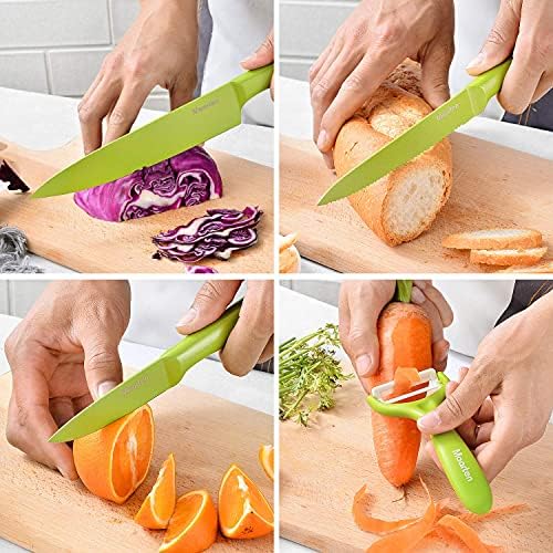 Maarten Mutfak Bıçakları Seti-4 Parça Paslanmaz Çelik şef bıçağı seti ile Kılıf-Kutulu Bıçak Setleri Hediyeler için Aile (Yeşil)