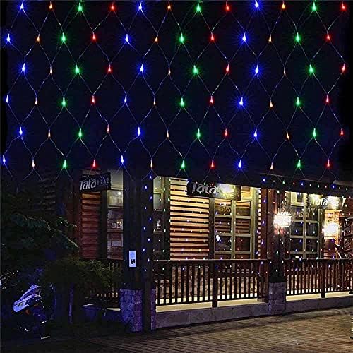 FOVKP-6m x 4 m renkli örgü ışıkları, 8 modları dekoratif ışıklar çalılar ağacı tavan kapalı açık, 880 LED bağlanabilir peri