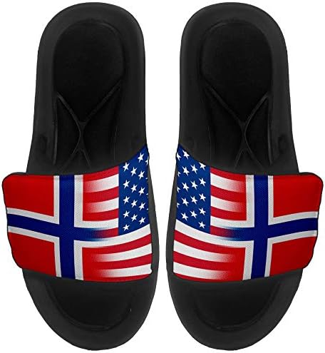 ExpressİtBest Yastıklı Slide-On Sandalet / Erkekler, Kadınlar ve Gençler için Slaytlar - Norveç Bayrağı (Norwegian) - Norveç