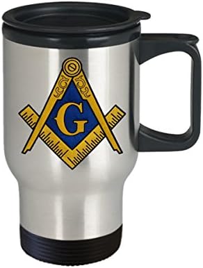Masonik seyahat kupa-Mason sembolü kare ve pusula - Masonluk hediye aksesuarları kahve/çay için mükemmel-paslanmaz çelik-Sadece