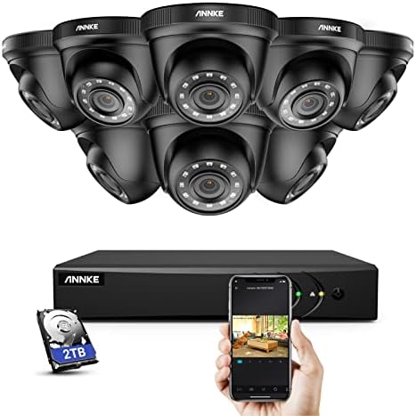 ANNKE 2MP Kablolu Güvenlik Kamera Sistemi ile 2 TB Sabit Disk, 5MP Lite H. 265 + CCTV DVR Kaydedici, 8x1080 p Açık Kablolu