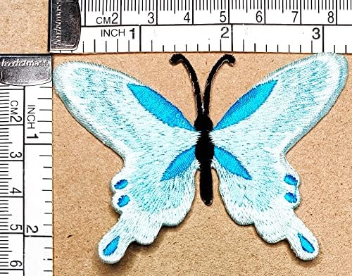 Kleenplus 3 adet. Mavi Kelebek Işlemeli Yamalar üzerinde Demir Dikmek Karikatür Pretty Kelebek Böcek Sticker Zanaat Projeleri