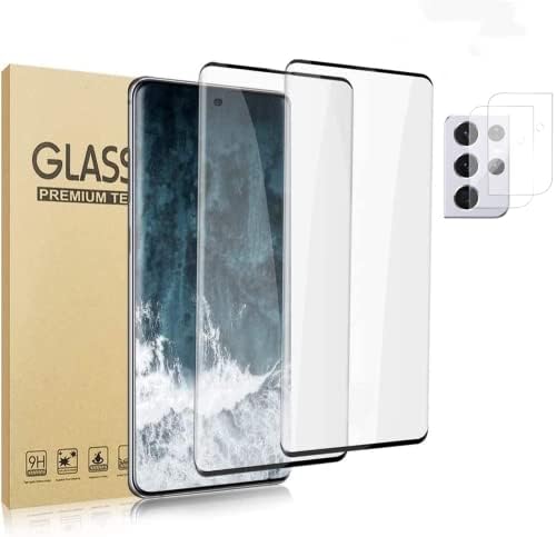 [2 + 2 Paket ] Galaxy S21 Ultra Ekran Koruyucu + Lens Koruyucu, 9 H Temperli Cam,Destek Ultrasonik Parmak İzi Tanımlamak,3D