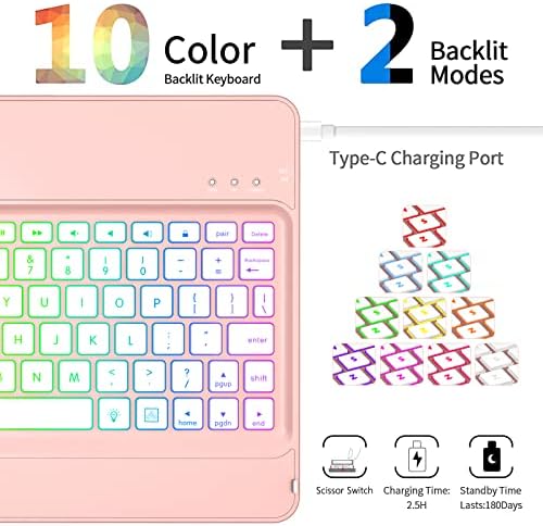 ıPad Klavye ipad kılıfı 10.2 9th 2021/8. 2020/7. 2019 / Hava 3 / Pro 10.5, İnce Koruyucu Kapak ile Apple kalemlik, 10 Renk